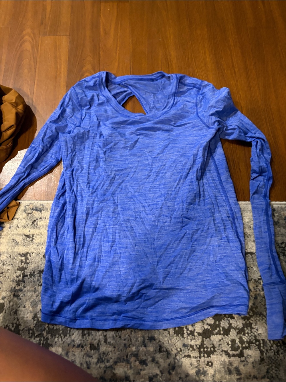 lululemon athletica Heathered Blue Long Sleeve Top with Back Keyhole
